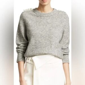 3.1 Phillip Lim Lofty PullOver Sweater Gray Wool Alpaca Pearl Shoulders XS